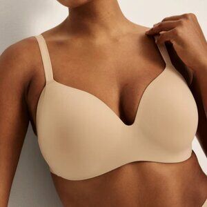 Knix Wing‎ Woman Contour Bra 8 Warm San Tan Plunge H Cup